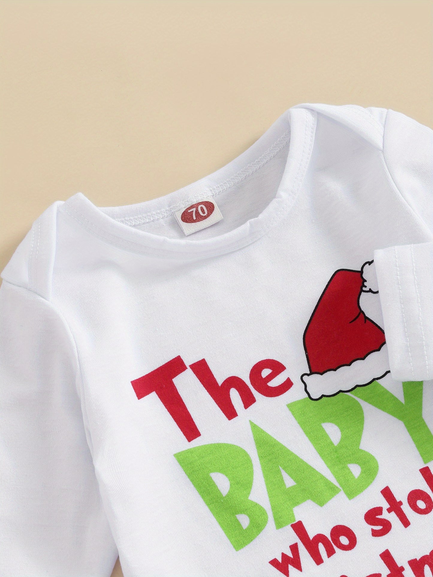 Christmas Letter Print Baby Romper With Plush Overalls