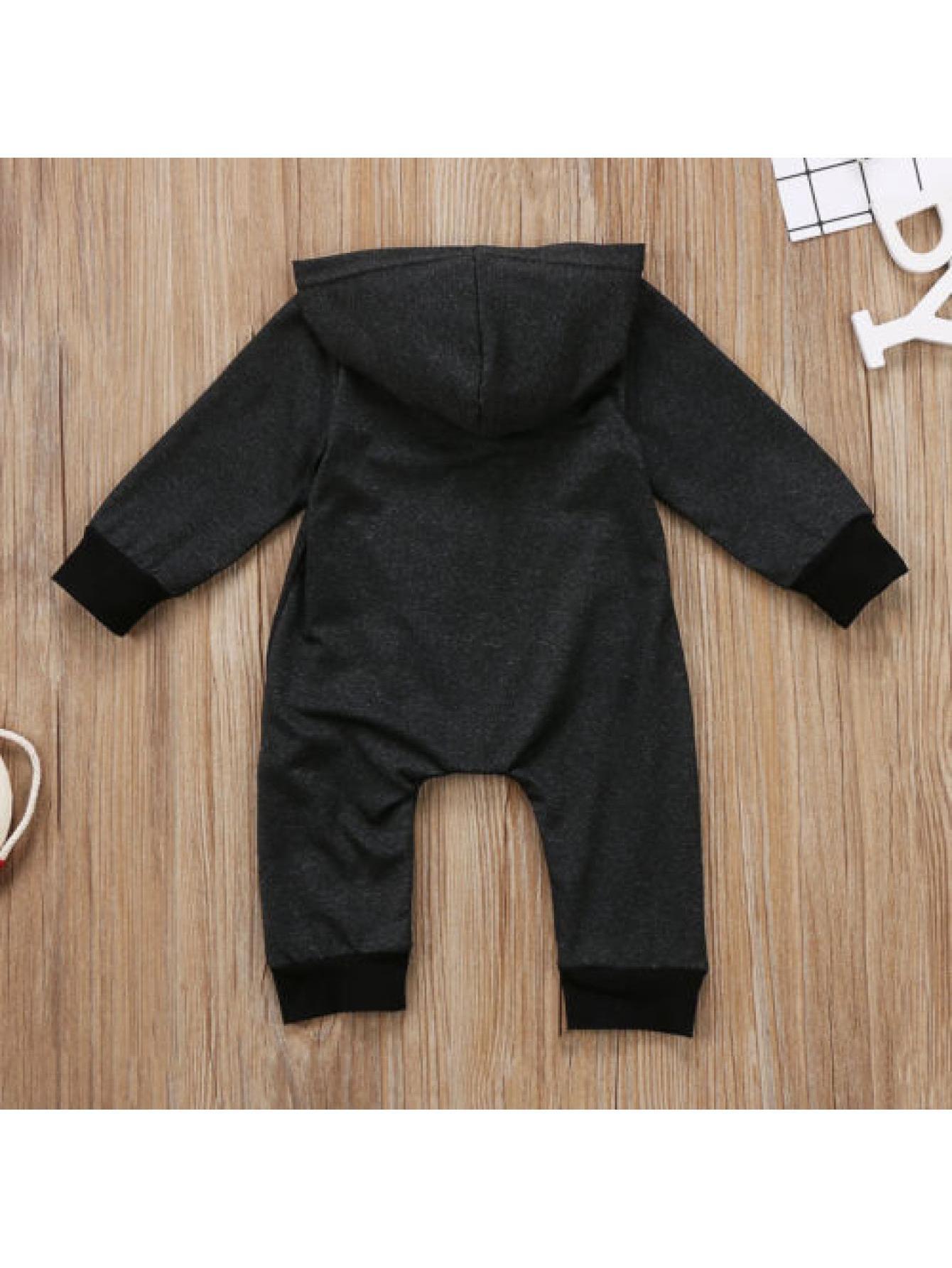 Newborn Baby Romper Jumpsuit, Boy/Girl Warm Zipper Long Sleeve Hooded Clothes, for Outdoor