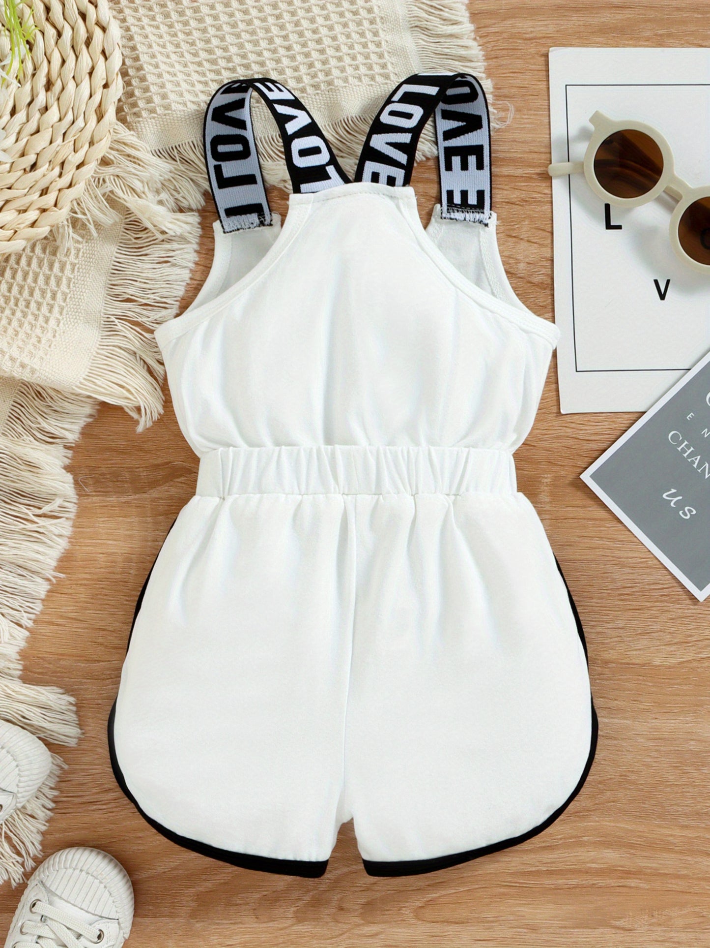 Toddler Baby Girls Summer Romper Sleeveless Crew Neck Letter Print One-Piece Jumpsuit