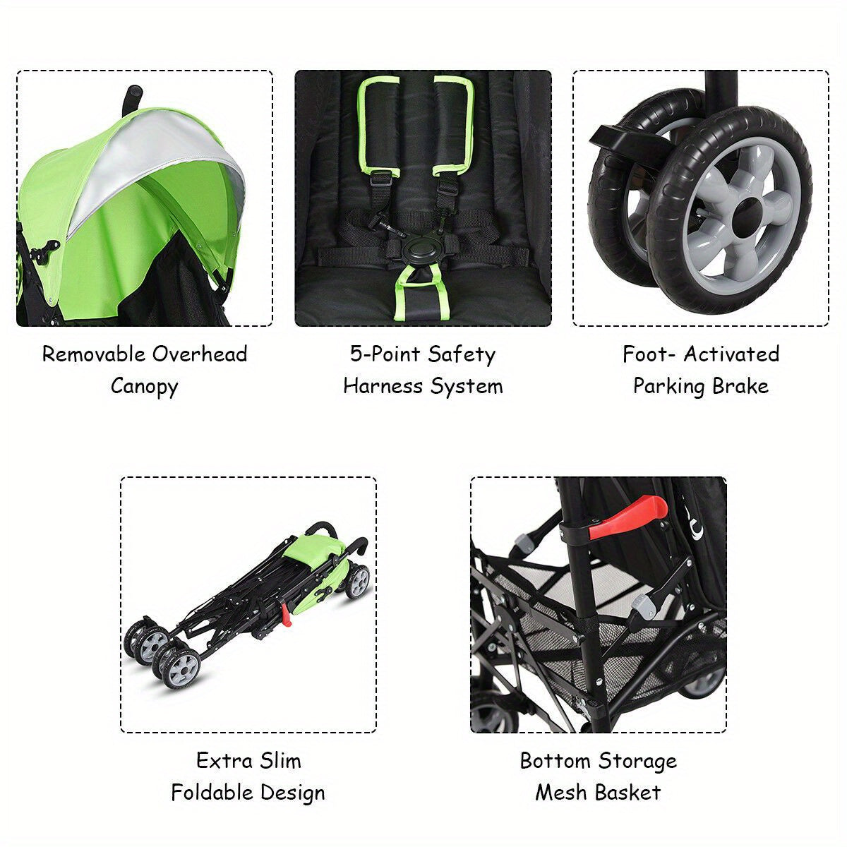 Gymax Lightweight Folding Stroller for Youngsters with Adjustable Canopy and Cup Holder