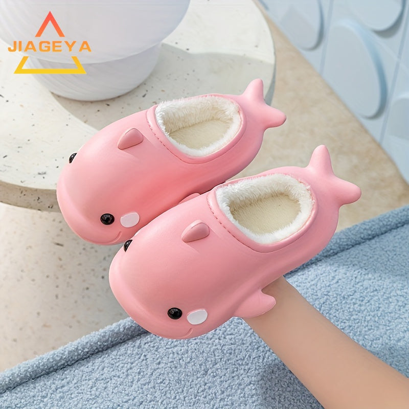 JIAGEYA Cute Cartoon Fleece House Shoes for Boys and Girls Comfortable Non Slip Indoor Footwear