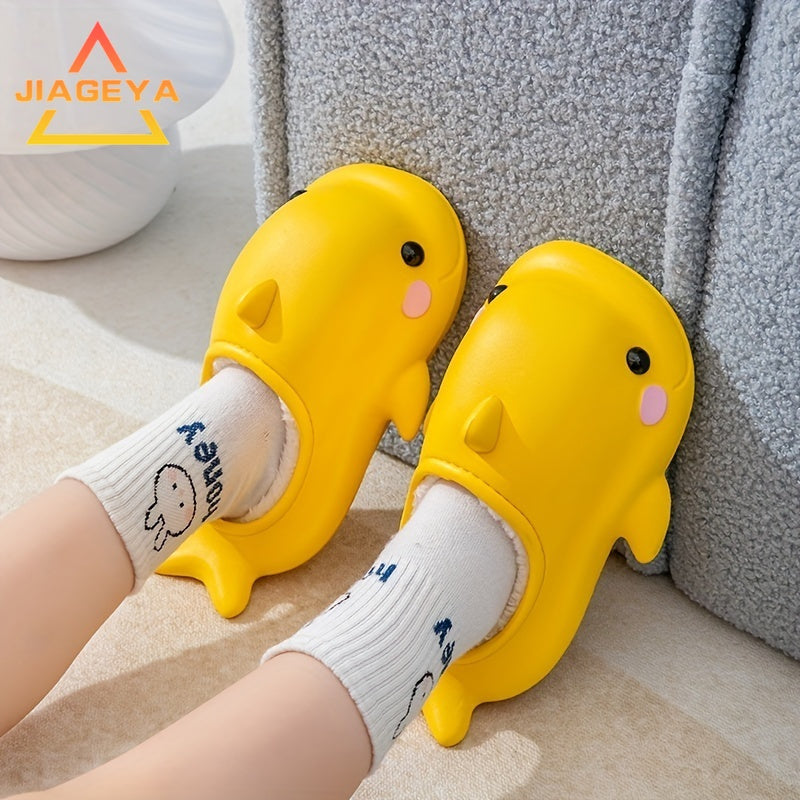 JIAGEYA Cute Cartoon Fleece House Shoes for Boys and Girls Comfortable Non Slip Indoor Footwear