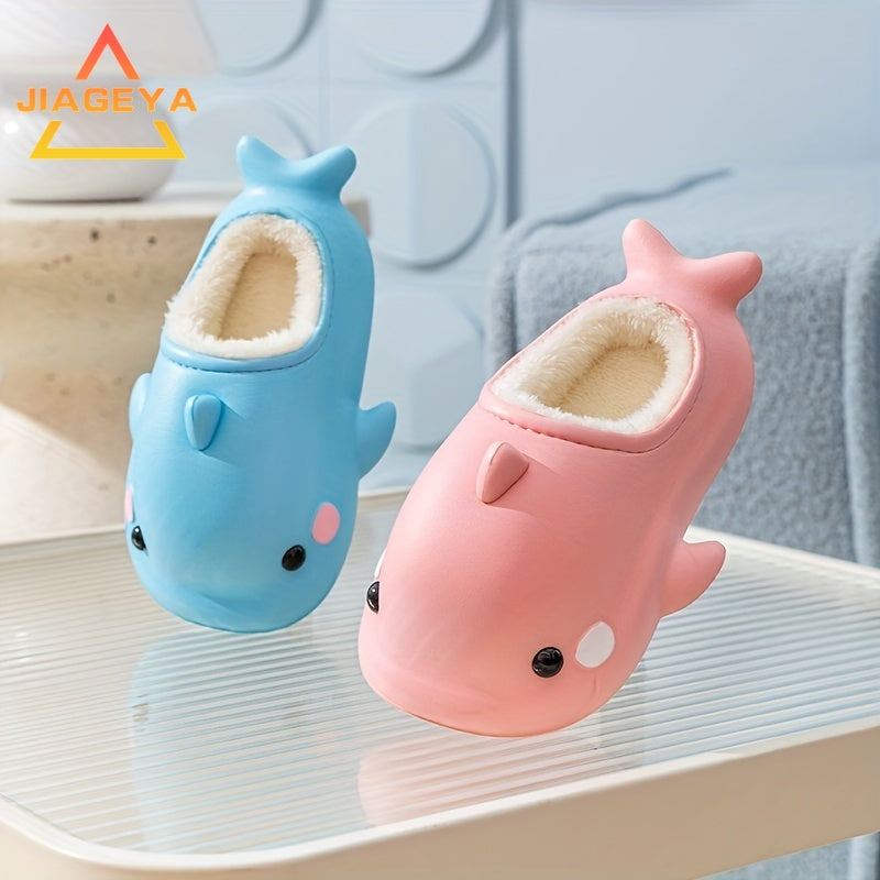 JIAGEYA Cute Cartoon Fleece House Shoes for Boys and Girls Comfortable Non Slip Indoor Footwear