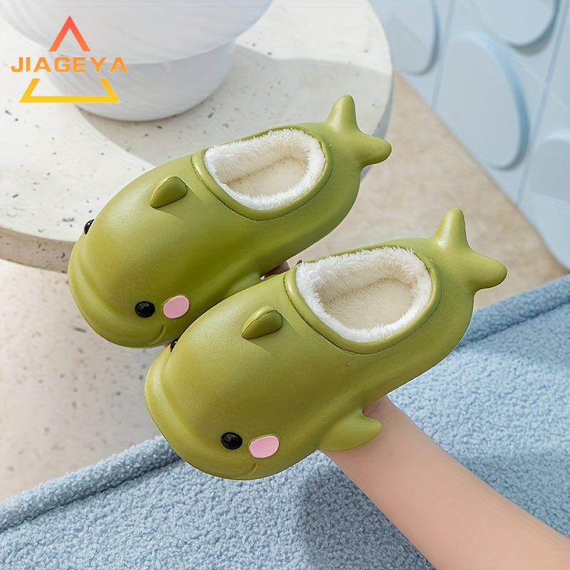 JIAGEYA Cute Cartoon Fleece House Shoes for Boys and Girls Comfortable Non Slip Indoor Footwear