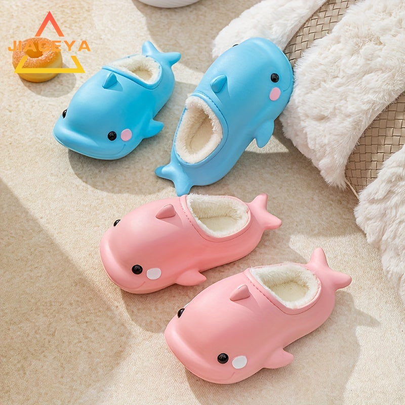 JIAGEYA Cute Cartoon Fleece House Shoes for Boys and Girls Comfortable Non Slip Indoor Footwear