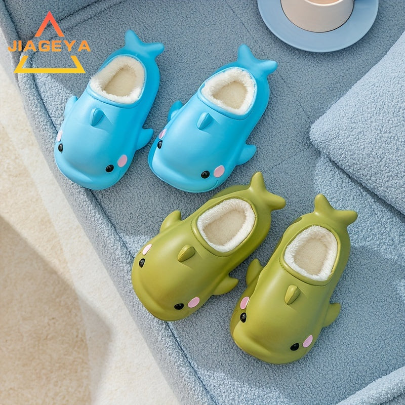 JIAGEYA Cute Cartoon Fleece House Shoes for Boys and Girls Comfortable Non Slip Indoor Footwear
