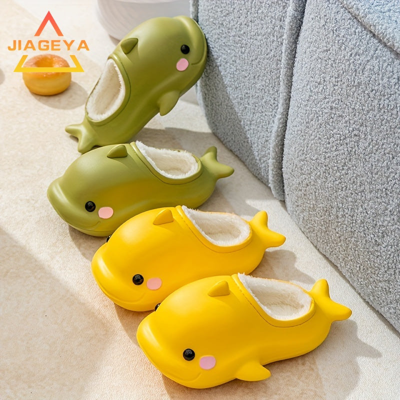 JIAGEYA Cute Cartoon Fleece House Shoes for Boys and Girls Comfortable Non Slip Indoor Footwear