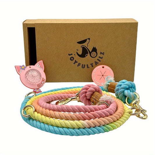 Colorful & Strong 8.55FT Dog Leash Combo | Includes Night Light & Poop Bag Holder for the Ultimate Walk Experience