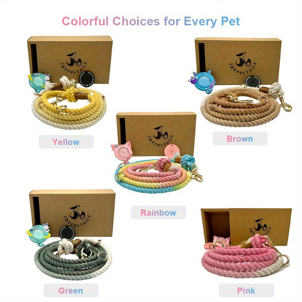 Colorful & Strong 8.55FT Dog Leash Combo | Includes Night Light & Poop Bag Holder for the Ultimate Walk Experience