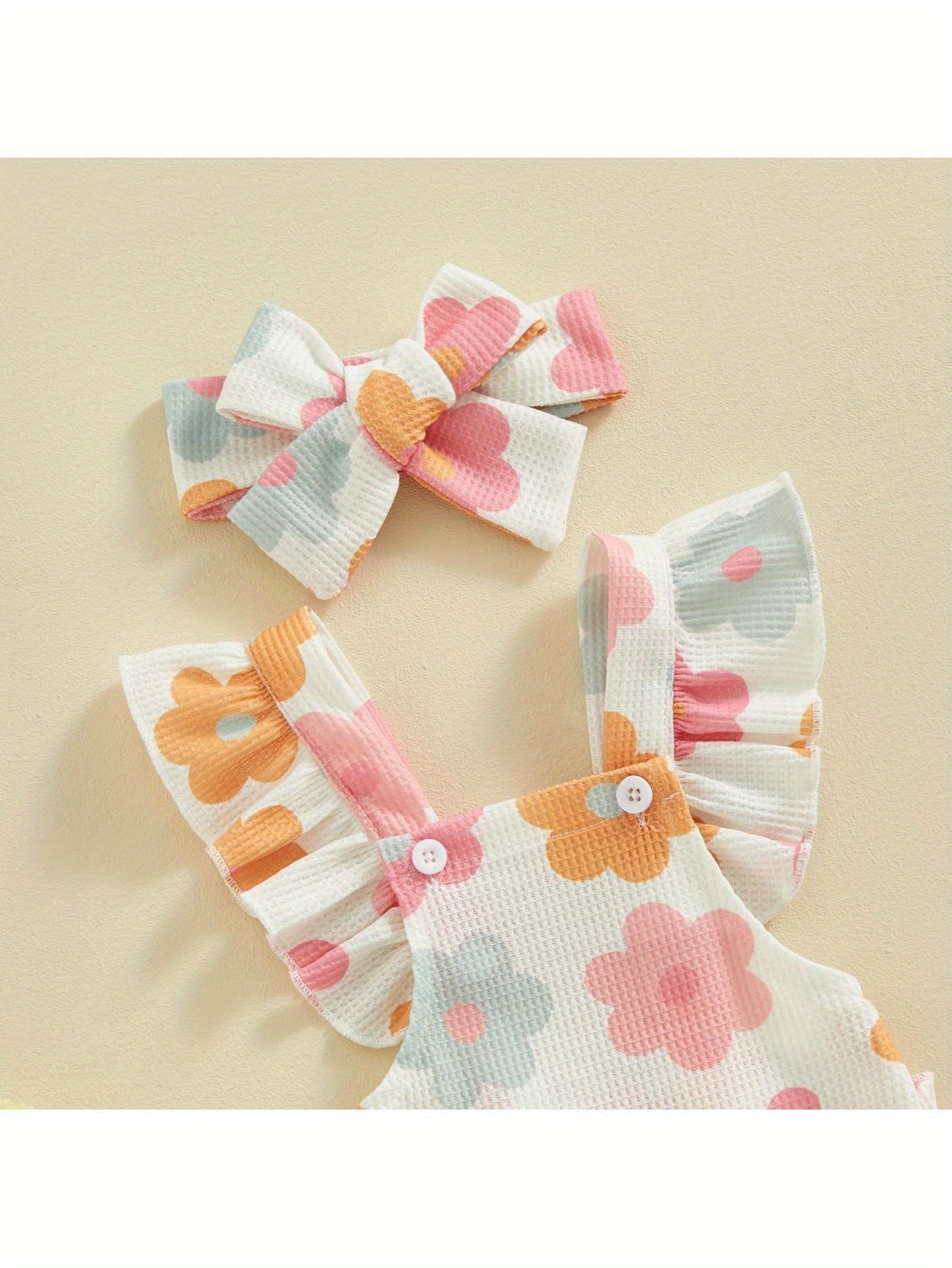 Baby Girls Romper Bodysuit Headband Strawberry Print