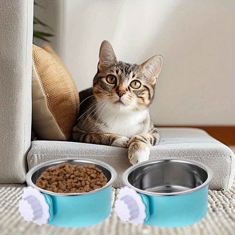 4 Pcs Elevated Stainless Steel Hanging Feeding Stations for Pets and Small Animals