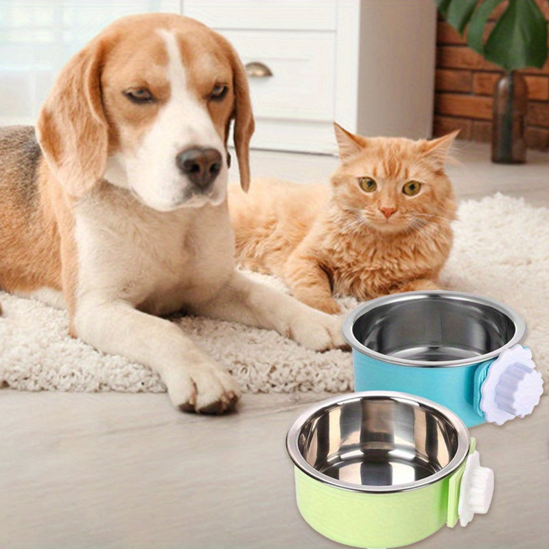 4 Pcs Elevated Stainless Steel Hanging Feeding Stations for Pets and Small Animals