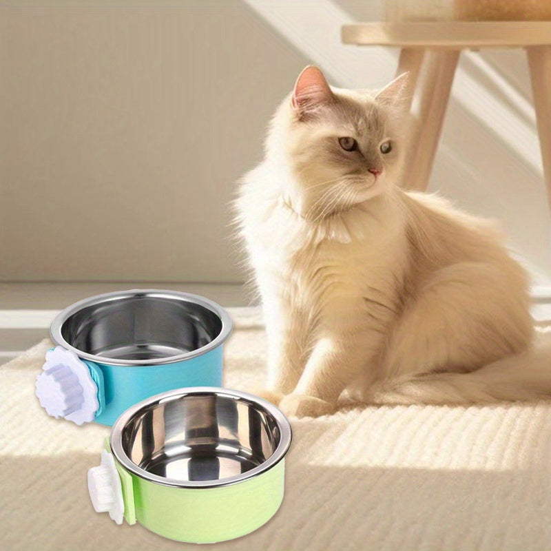 4 Pcs Elevated Stainless Steel Hanging Feeding Stations for Pets and Small Animals