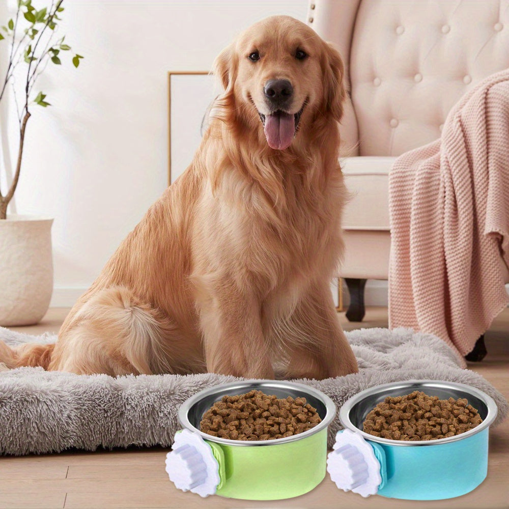 4 Pcs Elevated Stainless Steel Hanging Feeding Stations for Pets and Small Animals