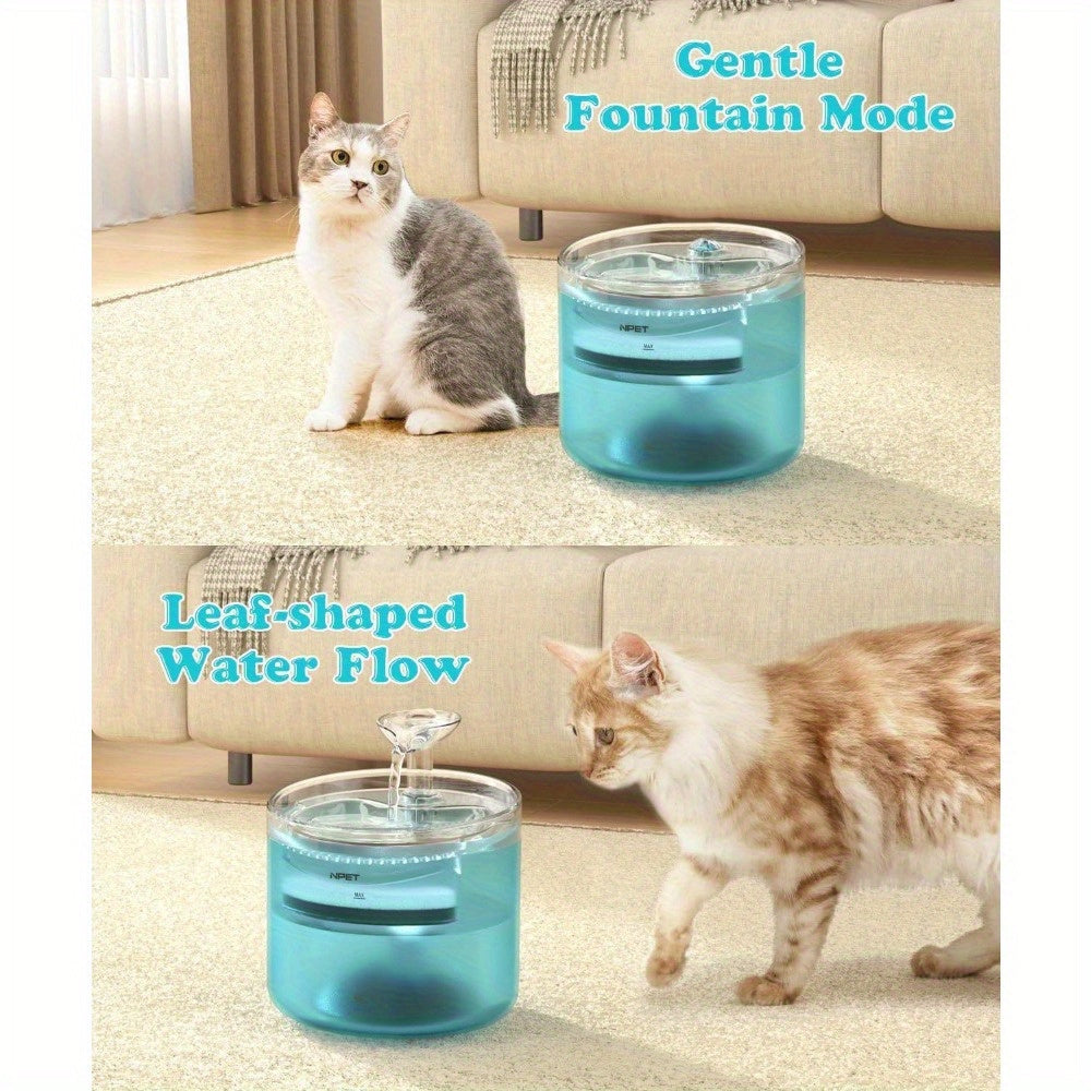 NPET 54oz Automatic Cat Fountain Ultra Silent Water Dispenser with LED Lights