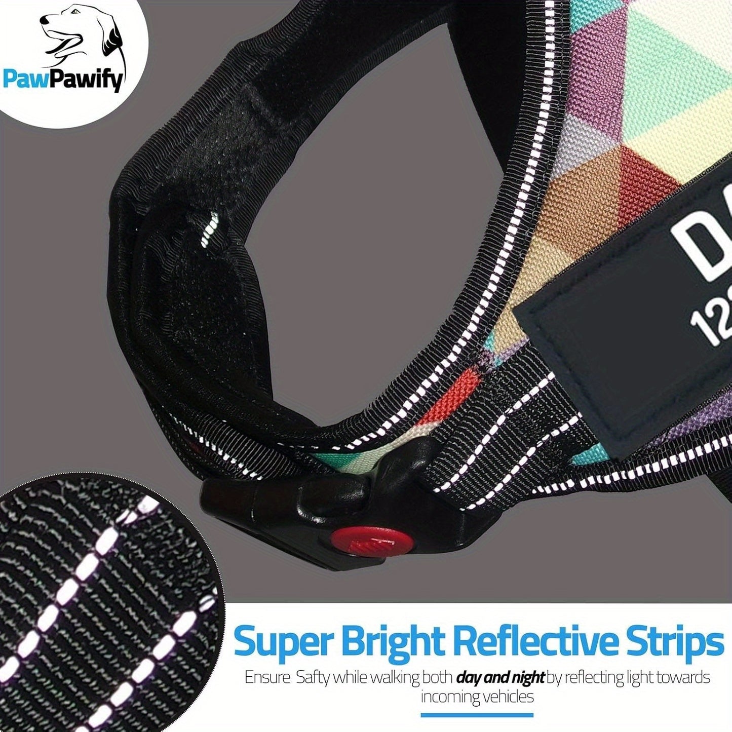 Customizable Polyester Dog Harness with Name & Phone Number, No-Pull Design, Daisy Pattern, Hand Wash Only, for Training & Walking