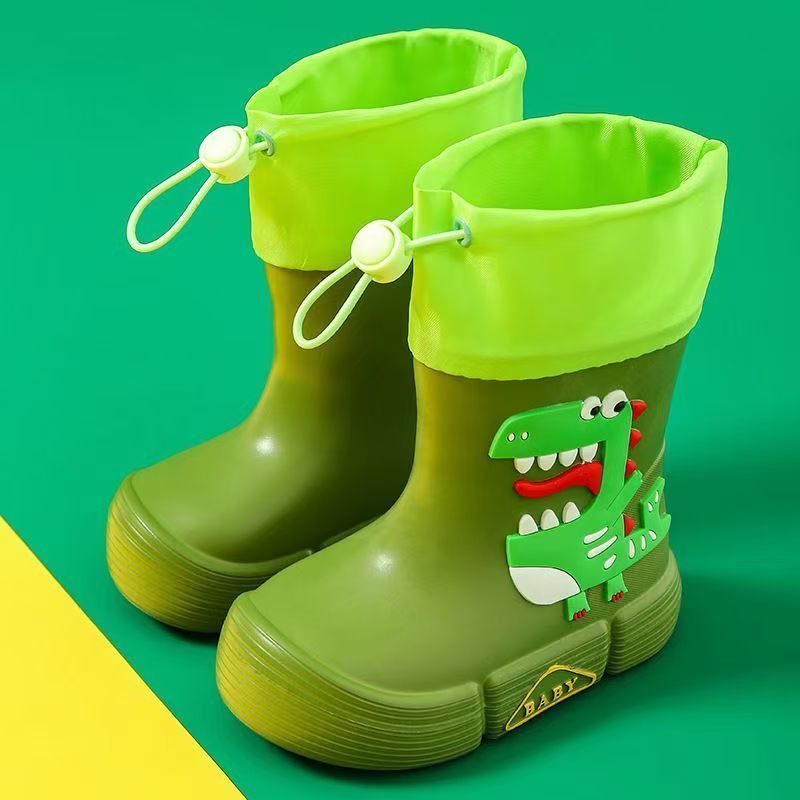Vicvait Kids Waterproof Dinosaur Rain Boots High Top Anti-Slip for All Seasons