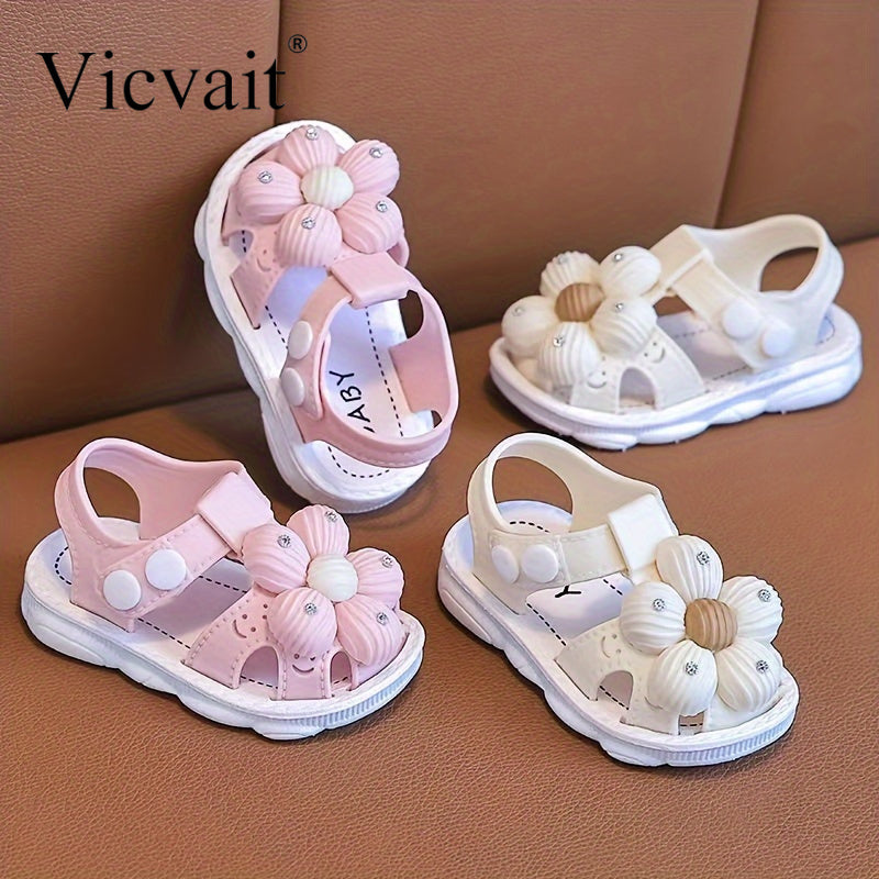 Vicvait Sandals Adorned with Beautiful And Trendy Flowers for Little, Lightweight And Breathable Sandals Suitable for All Seasons.