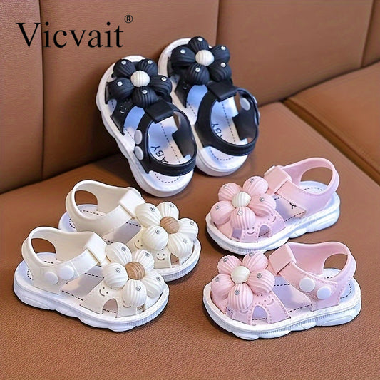Vicvait Sandals Adorned with Beautiful And Trendy Flowers for Little, Lightweight And Breathable Sandals Suitable for All Seasons.