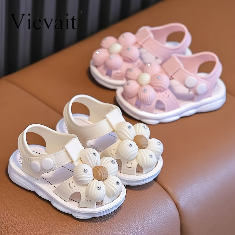 Vicvait Sandals Adorned with Beautiful And Trendy Flowers for Little, Lightweight And Breathable Sandals Suitable for All Seasons.