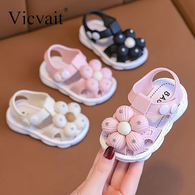 Vicvait Sandals Adorned with Beautiful And Trendy Flowers for Little, Lightweight And Breathable Sandals Suitable for All Seasons.