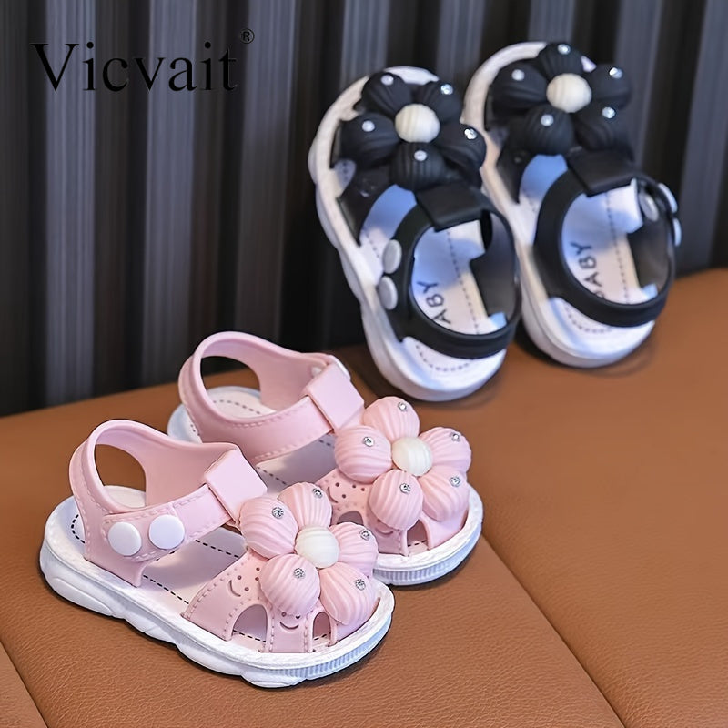 Vicvait Sandals Adorned with Beautiful And Trendy Flowers for Little, Lightweight And Breathable Sandals Suitable for All Seasons.