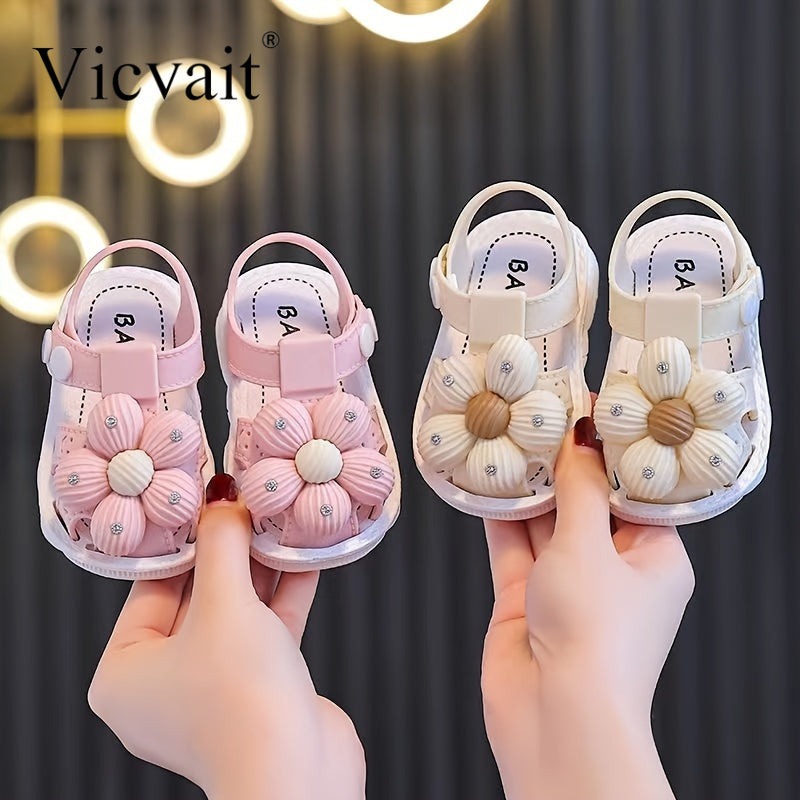 Vicvait Sandals Adorned with Beautiful And Trendy Flowers for Little, Lightweight And Breathable Sandals Suitable for All Seasons.