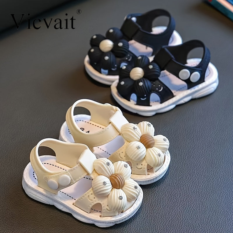 Vicvait Sandals Adorned with Beautiful And Trendy Flowers for Little, Lightweight And Breathable Sandals Suitable for All Seasons.