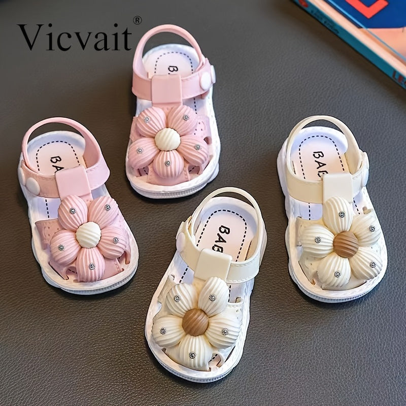 Vicvait Sandals Adorned with Beautiful And Trendy Flowers for Little, Lightweight And Breathable Sandals Suitable for All Seasons.