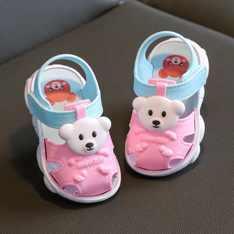 Vicvait All-Season Breathable Baby Bear Sandals - Lightweight & Anti-Slip, Perfect for Indoor & Outdoor Toddler Adventures, Adorable Cartoon Design