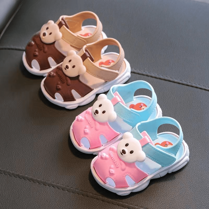 Vicvait All-Season Breathable Baby Bear Sandals - Lightweight & Anti-Slip, Perfect for Indoor & Outdoor Toddler Adventures, Adorable Cartoon Design