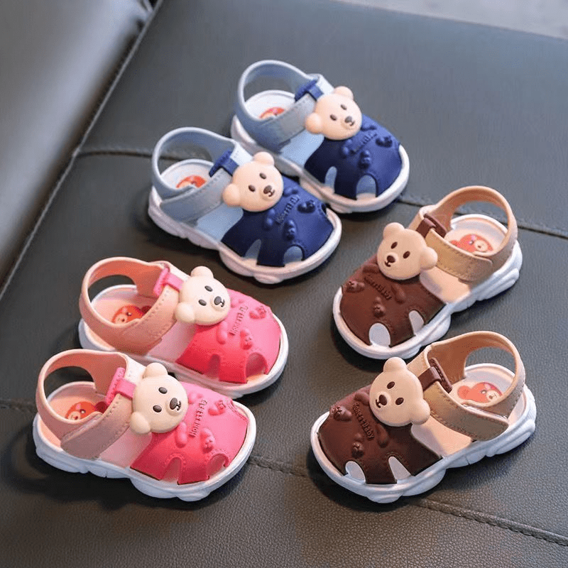 Vicvait All-Season Breathable Baby Bear Sandals - Lightweight & Anti-Slip, Perfect for Indoor & Outdoor Toddler Adventures, Adorable Cartoon Design