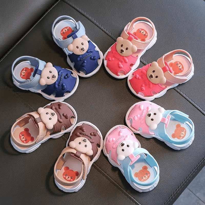 Vicvait All-Season Breathable Baby Bear Sandals - Lightweight & Anti-Slip, Perfect for Indoor & Outdoor Toddler Adventures, Adorable Cartoon Design
