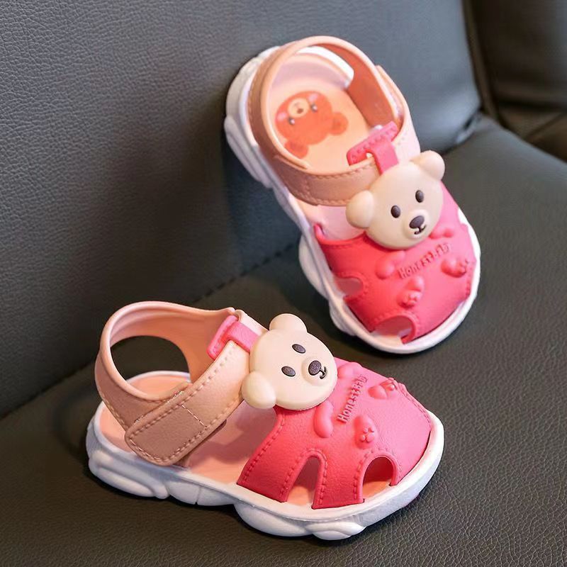Vicvait All-Season Breathable Baby Bear Sandals - Lightweight & Anti-Slip, Perfect for Indoor & Outdoor Toddler Adventures, Adorable Cartoon Design