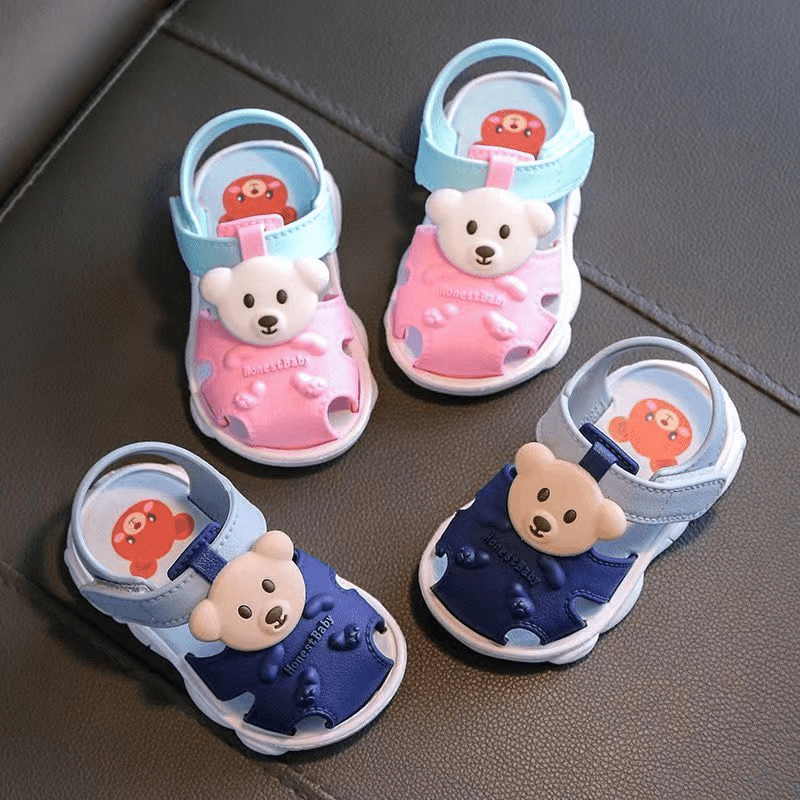Vicvait All-Season Breathable Baby Bear Sandals - Lightweight & Anti-Slip, Perfect for Indoor & Outdoor Toddler Adventures, Adorable Cartoon Design