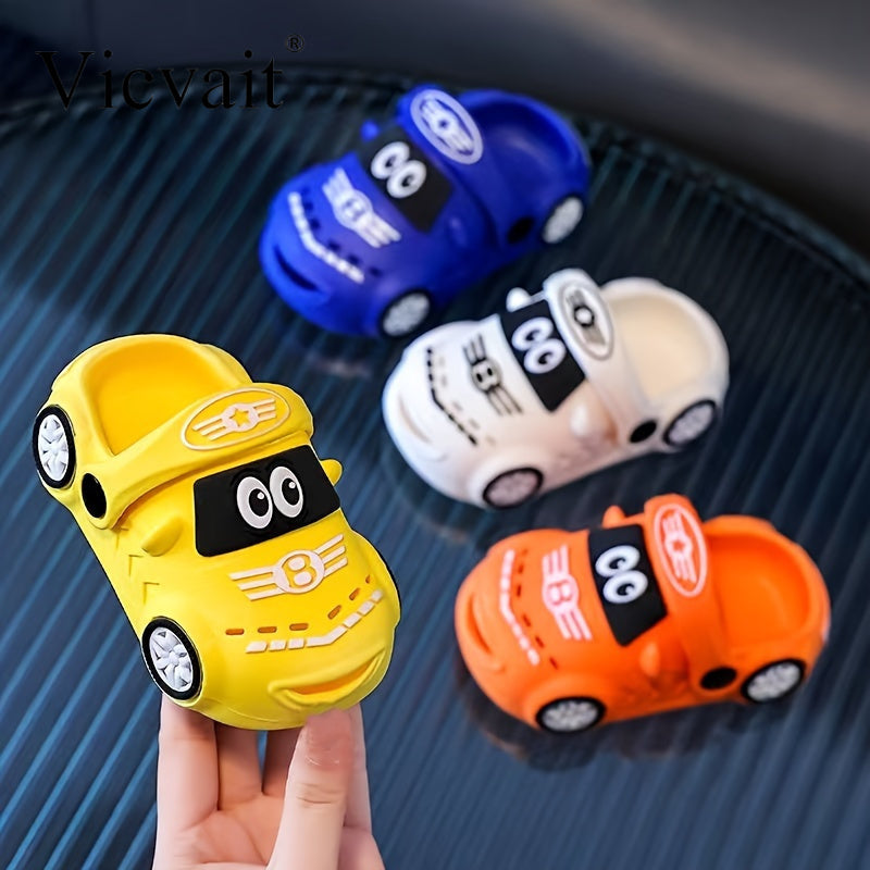 Trendy Cartoon Car Design Slip On Sport Sandals for Boys Breathable Non-Slip Clogs