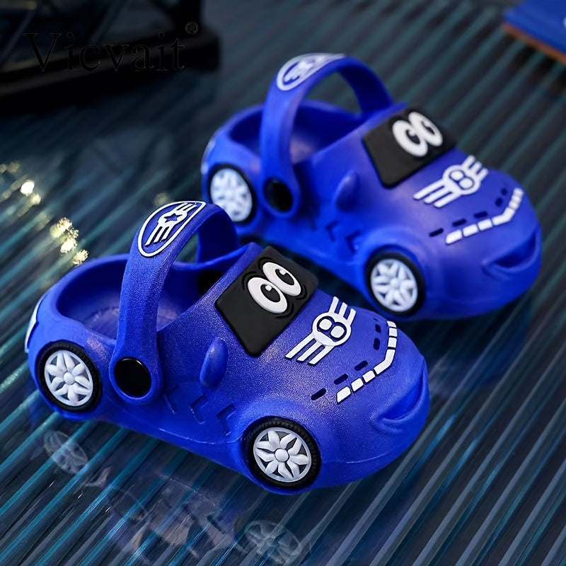 Trendy Cartoon Car Design Slip On Sport Sandals for Boys Breathable Non-Slip Clogs