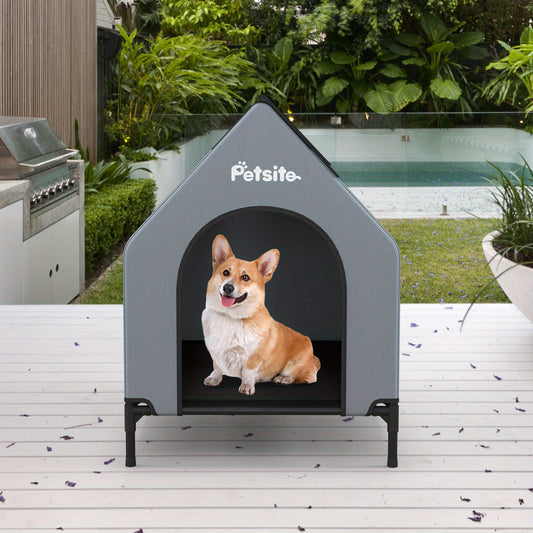 Multigot 36 Inch Elevated Dog House for Small Breeds Weatherproof Canopy and Ventilated Windows