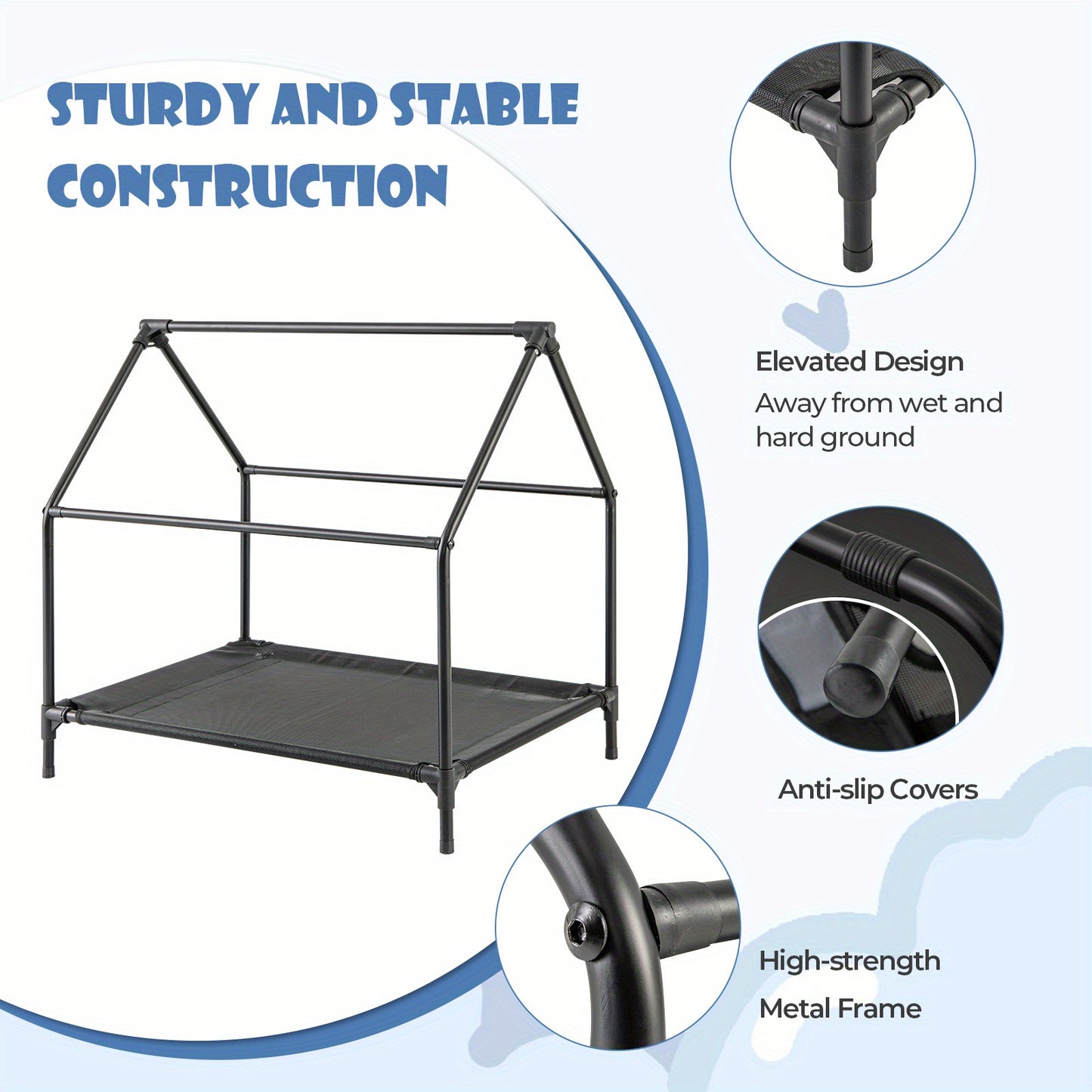 Multigot 36 Inch Elevated Dog House for Small Breeds Weatherproof Canopy and Ventilated Windows