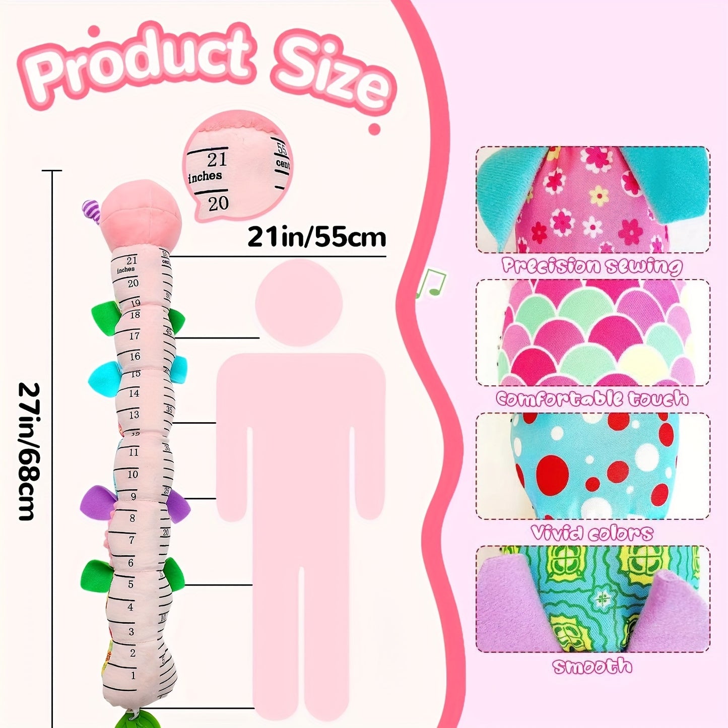 5pcs Infant Baby Musical Stuffed Animal Toys with Rattle and Multi-Sensory Textures