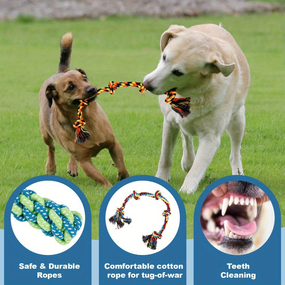 9pcs Dog Leash Toy Set for Small and Medium Dogs Durable Washable Interactive Toys