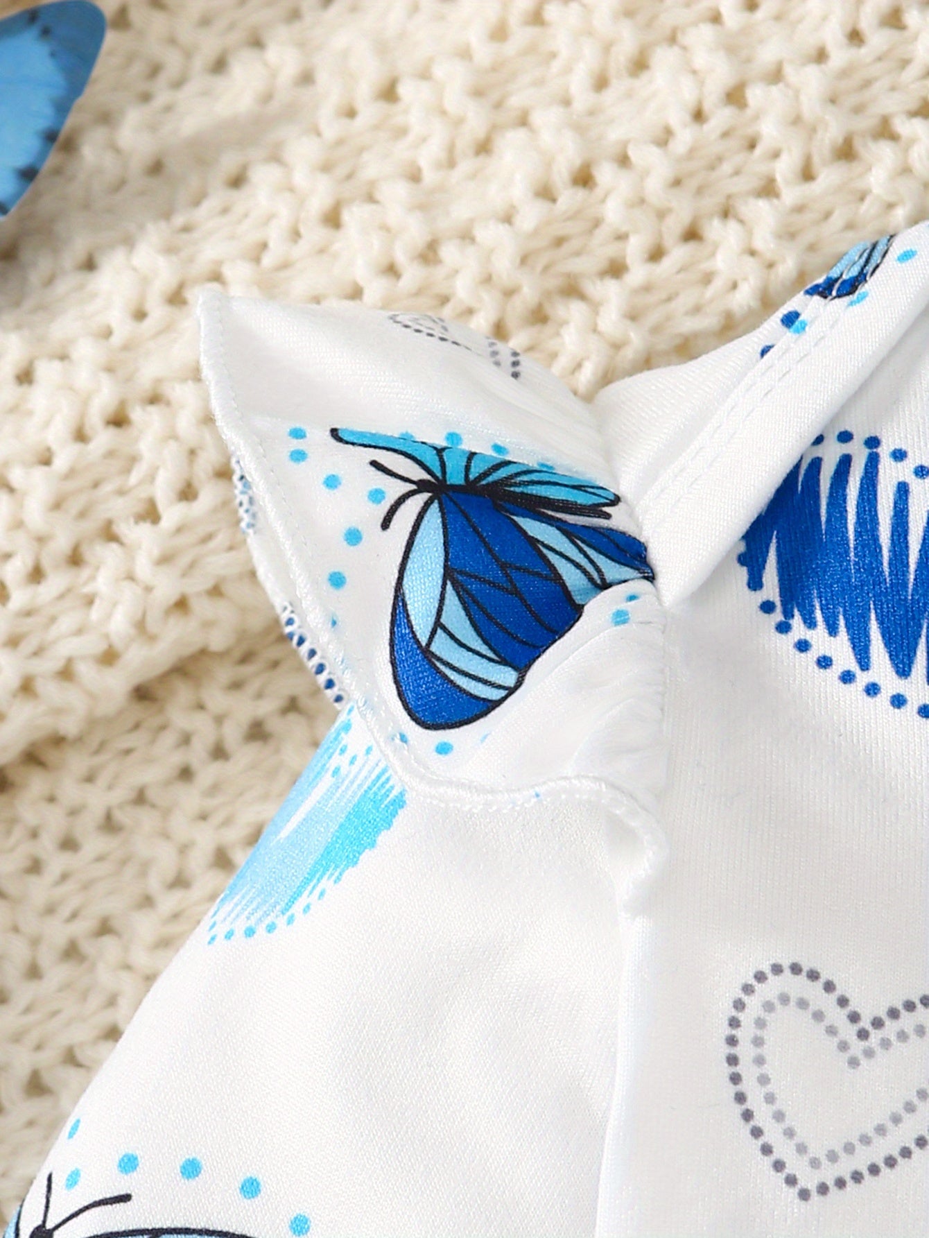 Three Piece Baby Girl Butterfly Print Set With Pants