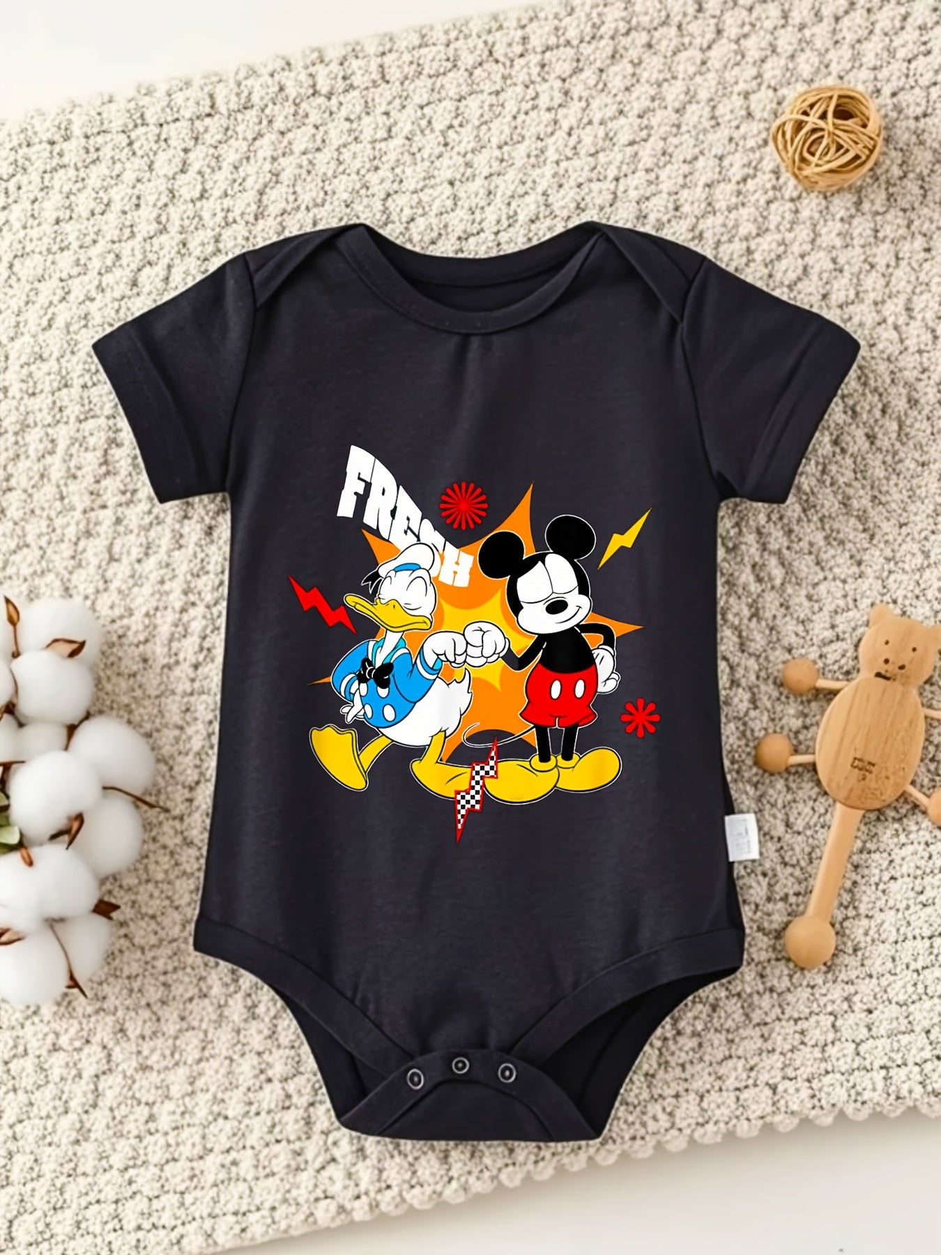 Mickey and Friends Baby Romper 100 Percent Cotton Short Sleeve Infant Crawler Suit