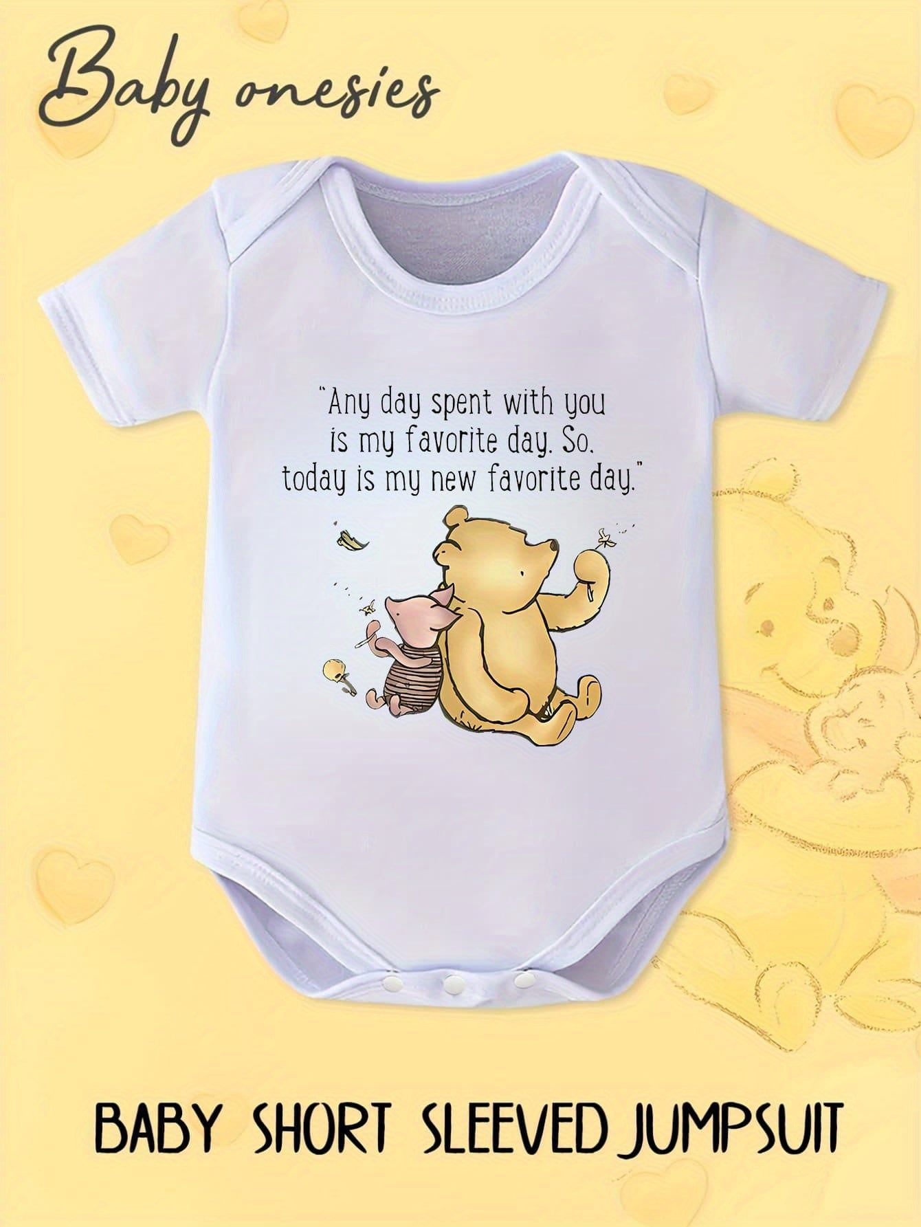 Pooh and Piglet Quote Cotton Baby Bodysuit Soft Breathable Unisex Outfit for Summer