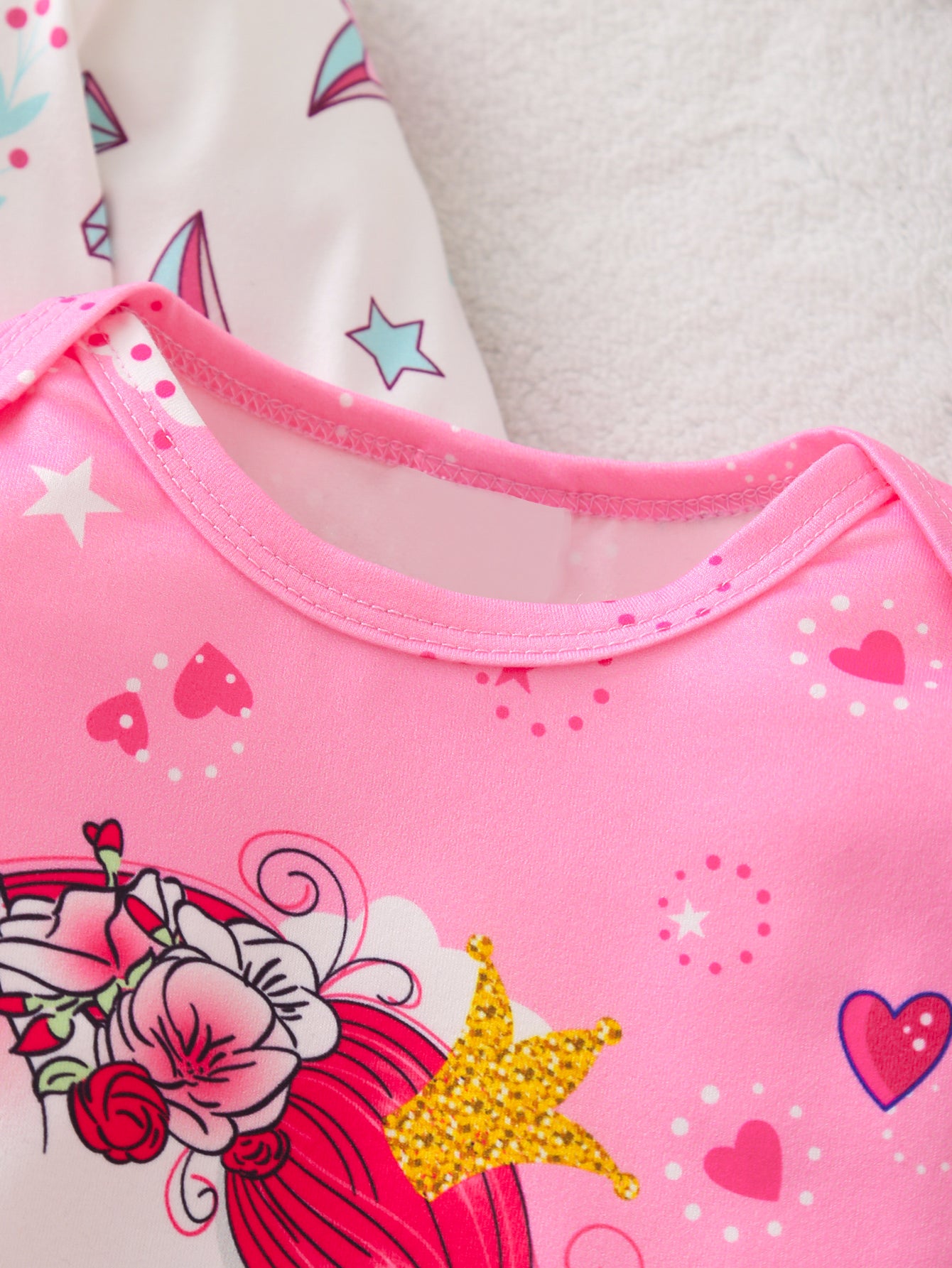 Unicorn Print Footed Romper Set For Baby Girls Three Pack