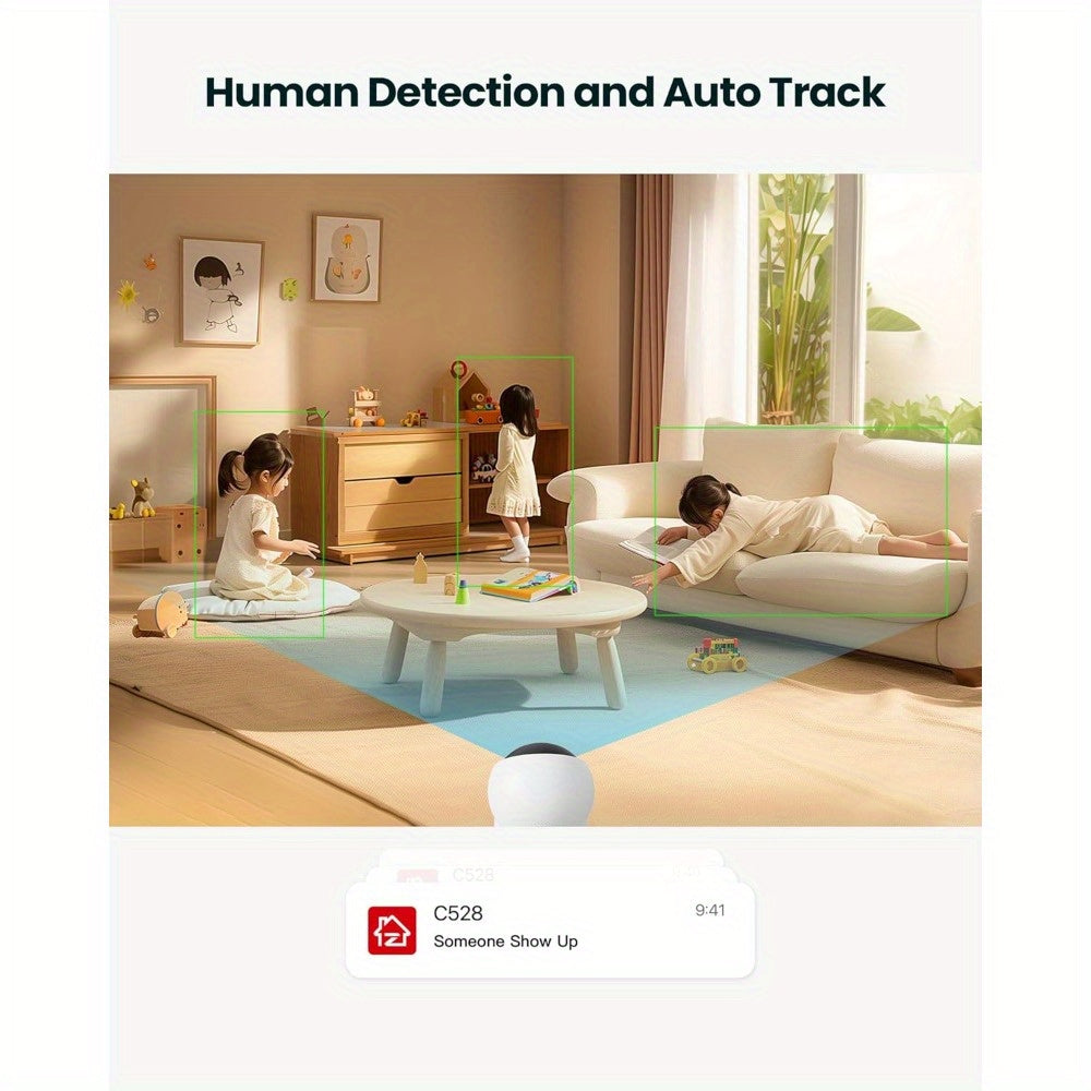 ZOSI 2K Indoor Dual Camera Baby Monitor with 360 Degree Pan Tilt and Two Way Audio