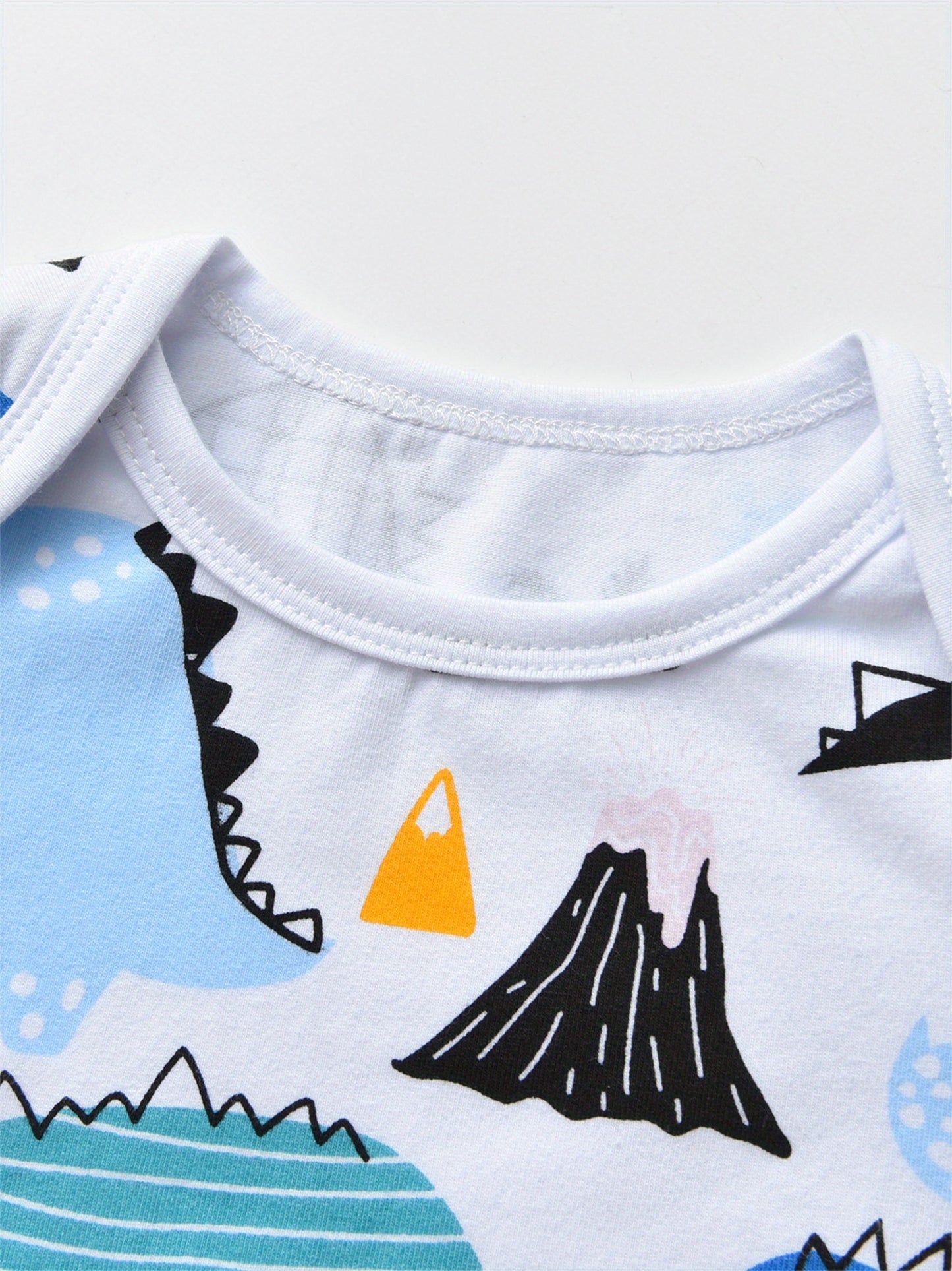 KuKitty Newborn Baby Boy 3pc Cotton Long Sleeve Romper Top Pant Hat Dinosaur Outfit Set