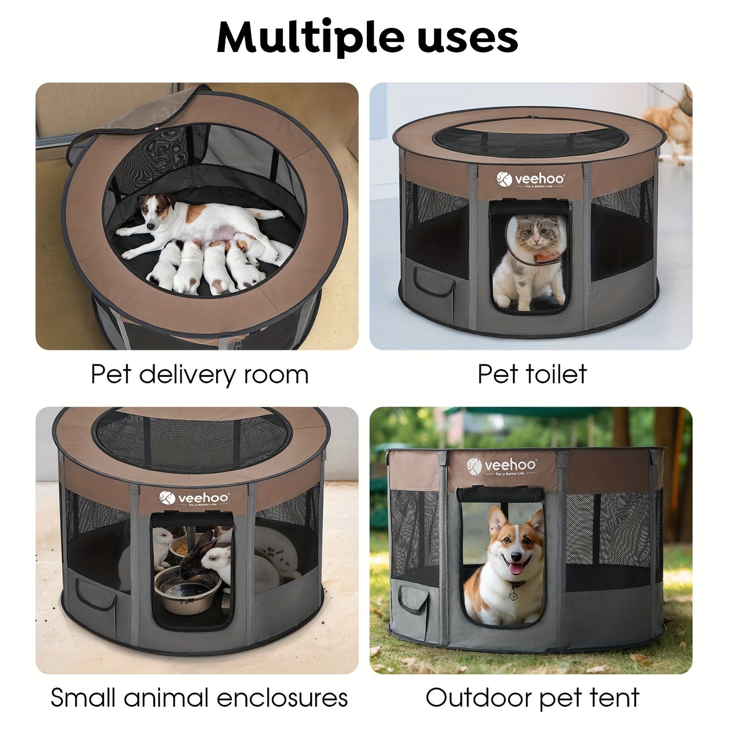 Veehoo Foldable Portable Dog Playpen for Indoor and Outdoor Use - Ideal for Small and Medium Dogs