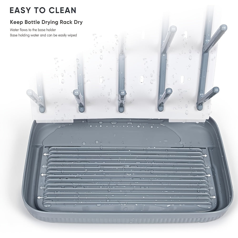 Baby Bottle Drying Rack - Large Vertical Space Saving Drying Rack Holder For Baby Bottles, Pump Parts & Accessories - Sturdy & Easy To Clean, Utility Racks