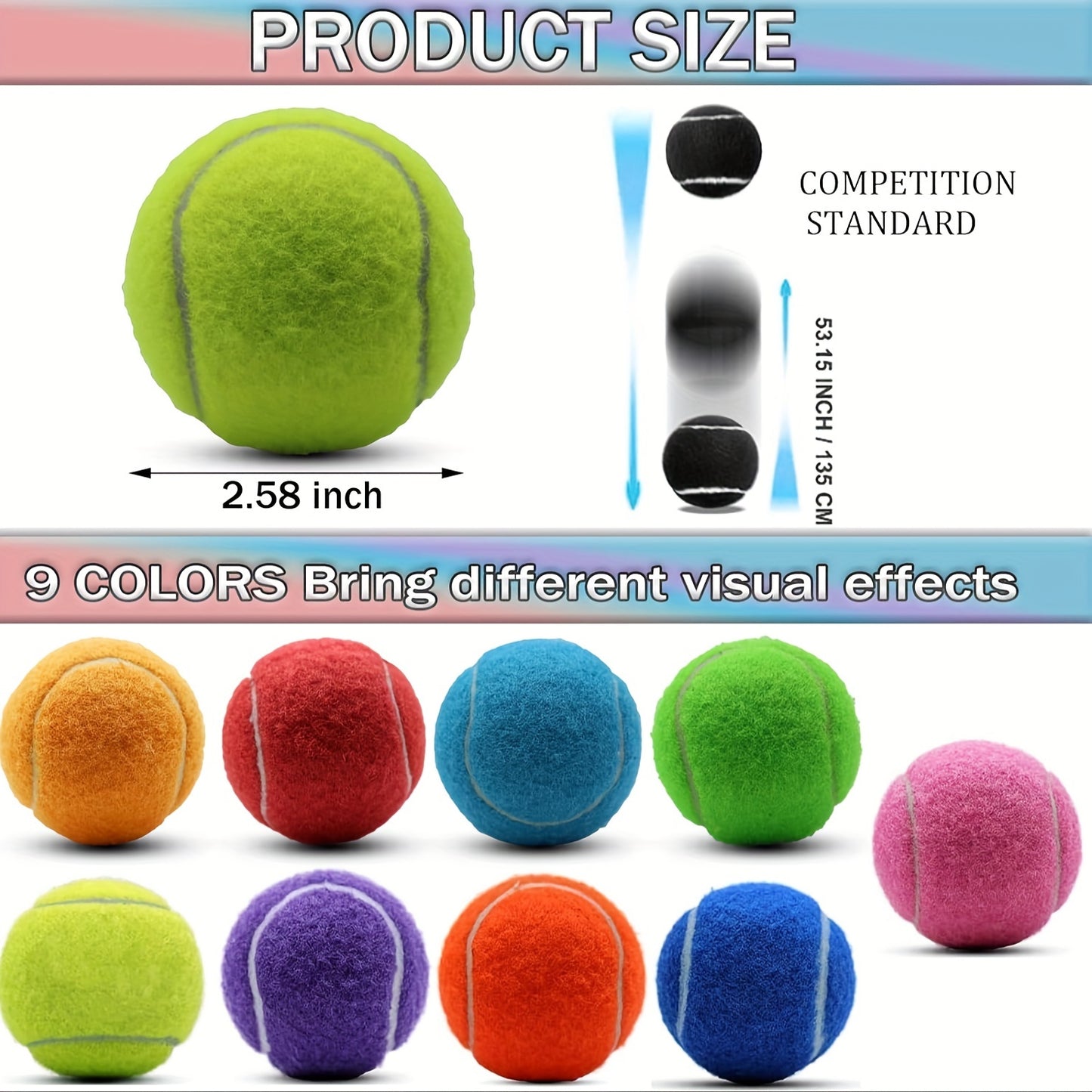 Colorful 20 Pack Tennis Balls for Dogs with Mesh Bag for Easy Transport and Play